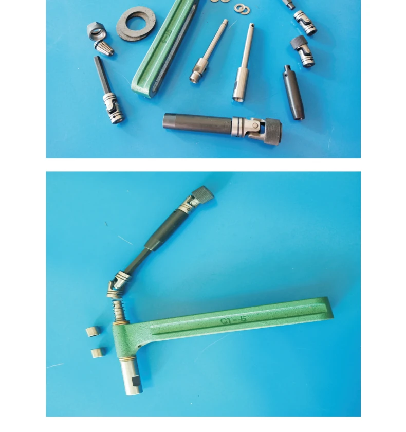 Drive shafts, a support arm and fasteners laid out as head component references